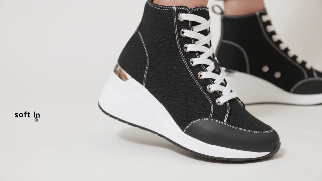 Amazon.com | Black High Top Canvas Wedge Sneakers for Women Canvas